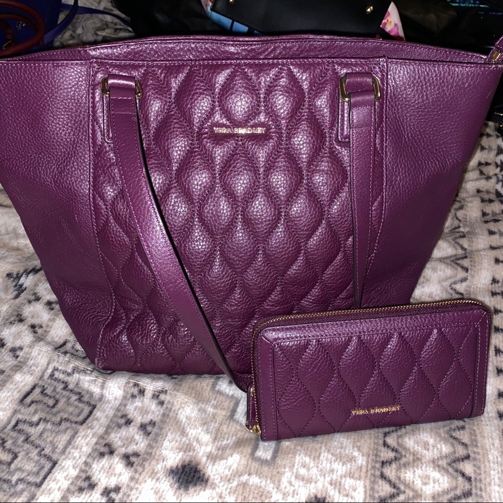 Vera Bradley quilted leather tote and wallet